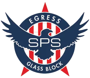 SPS Security Blue and red business logo with an eagle 