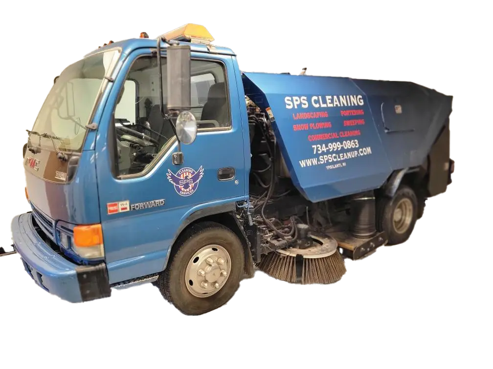 image of the blue SPS Cleaning street sweeper